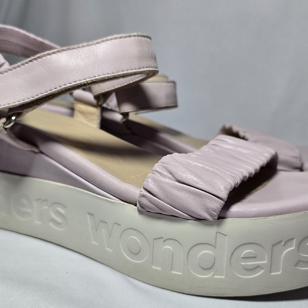 Wonders Platfrom Lavendar Leather Strappy Sandals Comfort Memory Gel Walking, 8